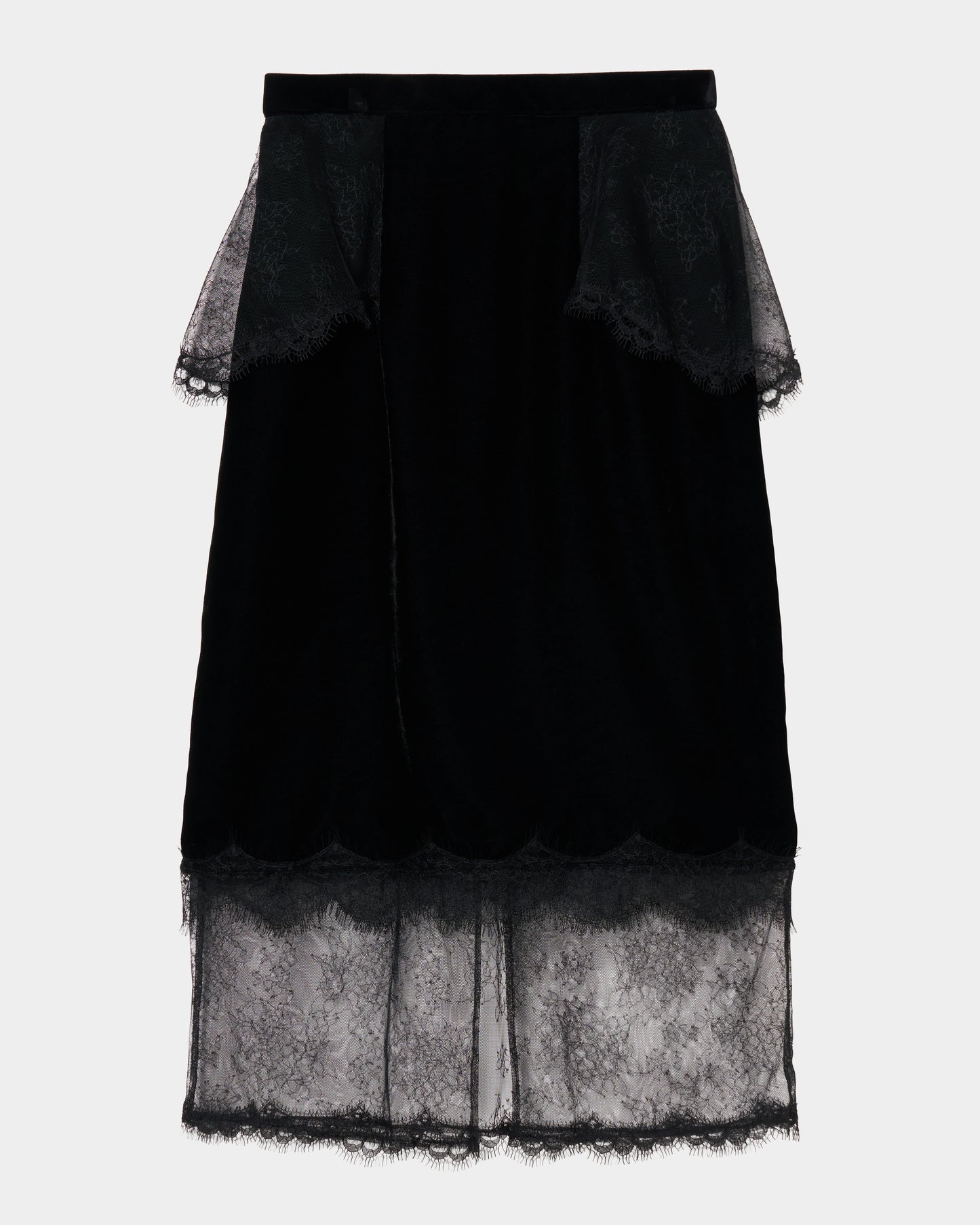 flower lace black velour skirt【Delivery in November 2025】