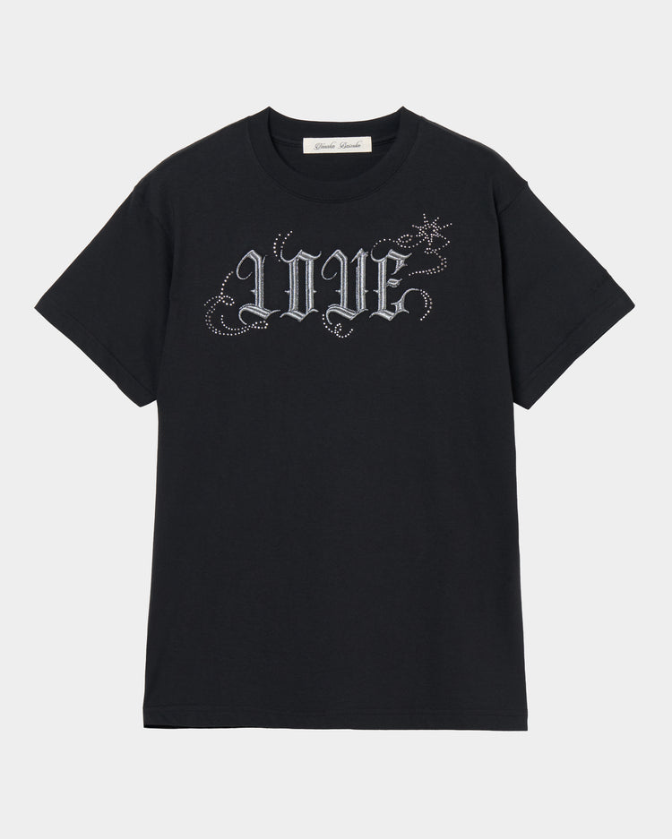 LOVE sparkle T-shirt Black × Silver【POPUP先行】