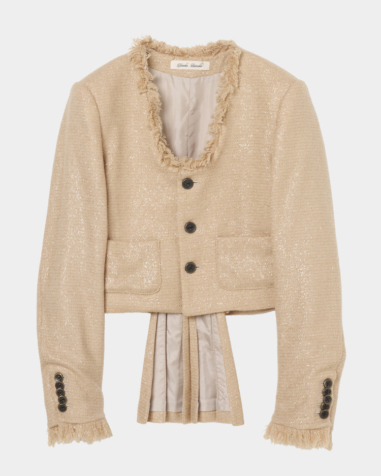 U neck fringe tweed jacket【Delivery in March 2026】