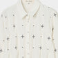 cross embroidery shirring shirt Off white【Delivery in February 2026】