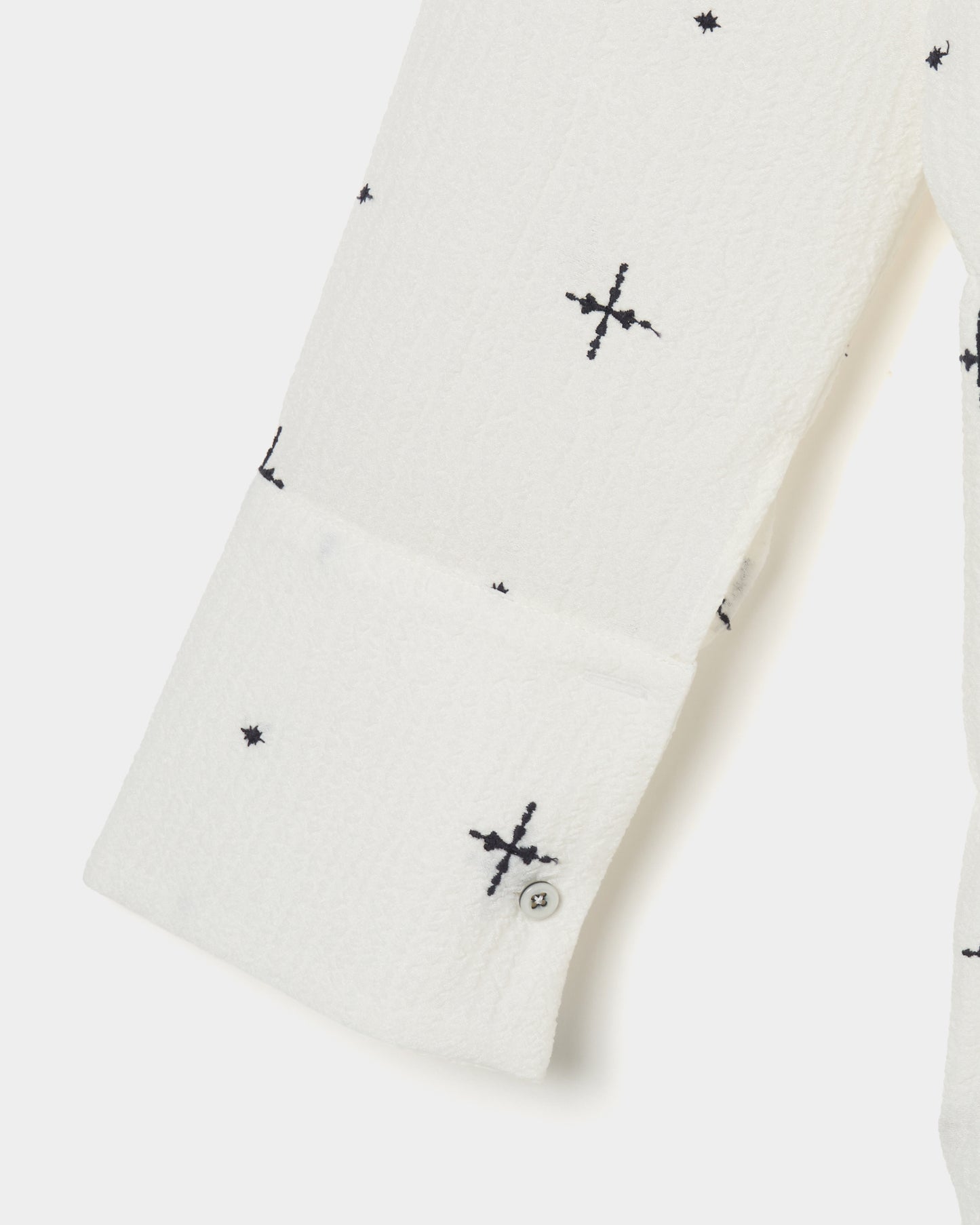 cross embroidery shirring shirt Off white【Delivery in February 2026】