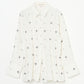cross embroidery shirring shirt Off white【Delivery in February 2026】