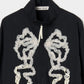 ribbon tulle embroidery wind breaker Black 【Delivery in January 2026】