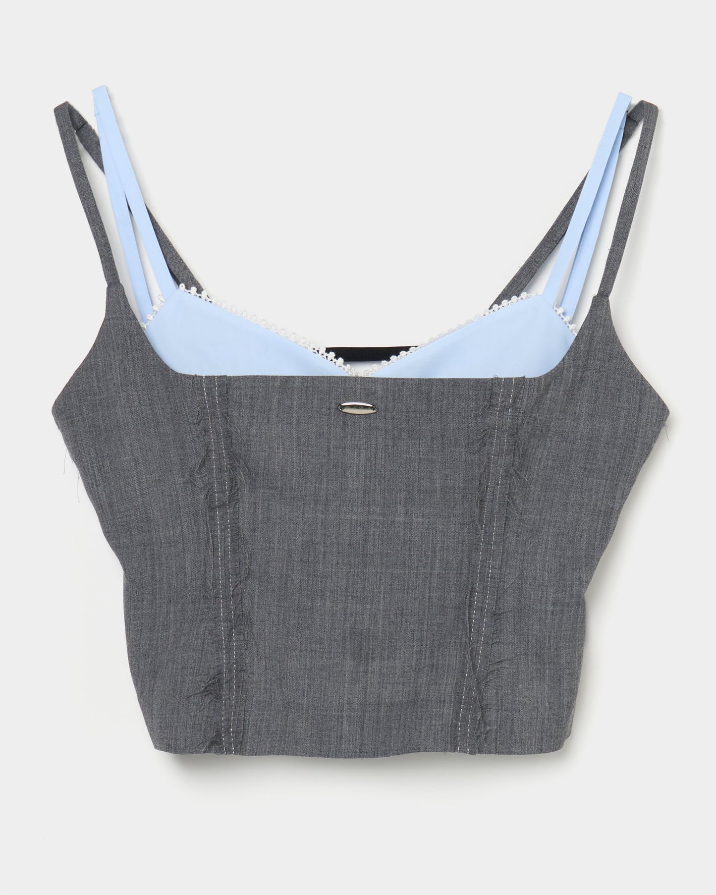 seam frayed bustier tops Gray【Delivery in February 2026】