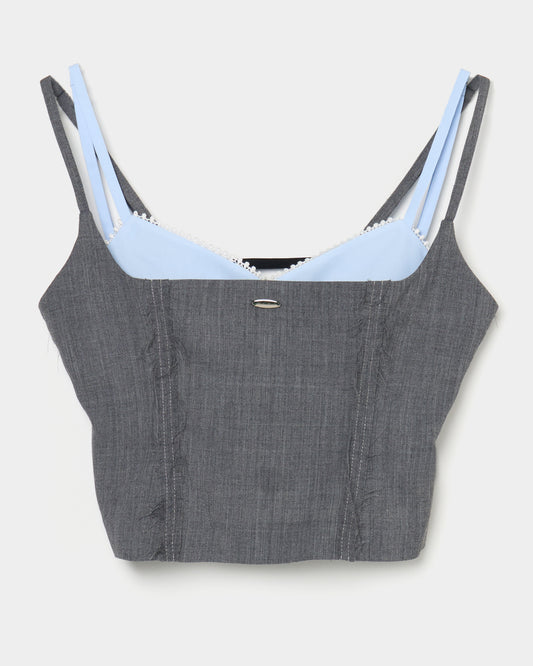seam frayed bustier tops Gray【Delivery in February 2026】