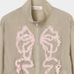 ribbon tulle embroidery wind breaker Khaki 【Delivery in January 2026】