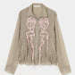 ribbon tulle embroidery wind breaker Khaki 【Delivery in January 2026】