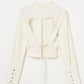 back curtain cropped blouse Off white【Delivery in January 2026】