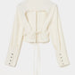 back curtain cropped blouse Off white【Delivery in January 2026】