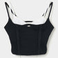 seam frayed bustier tops Black【Delivery in February 2026】