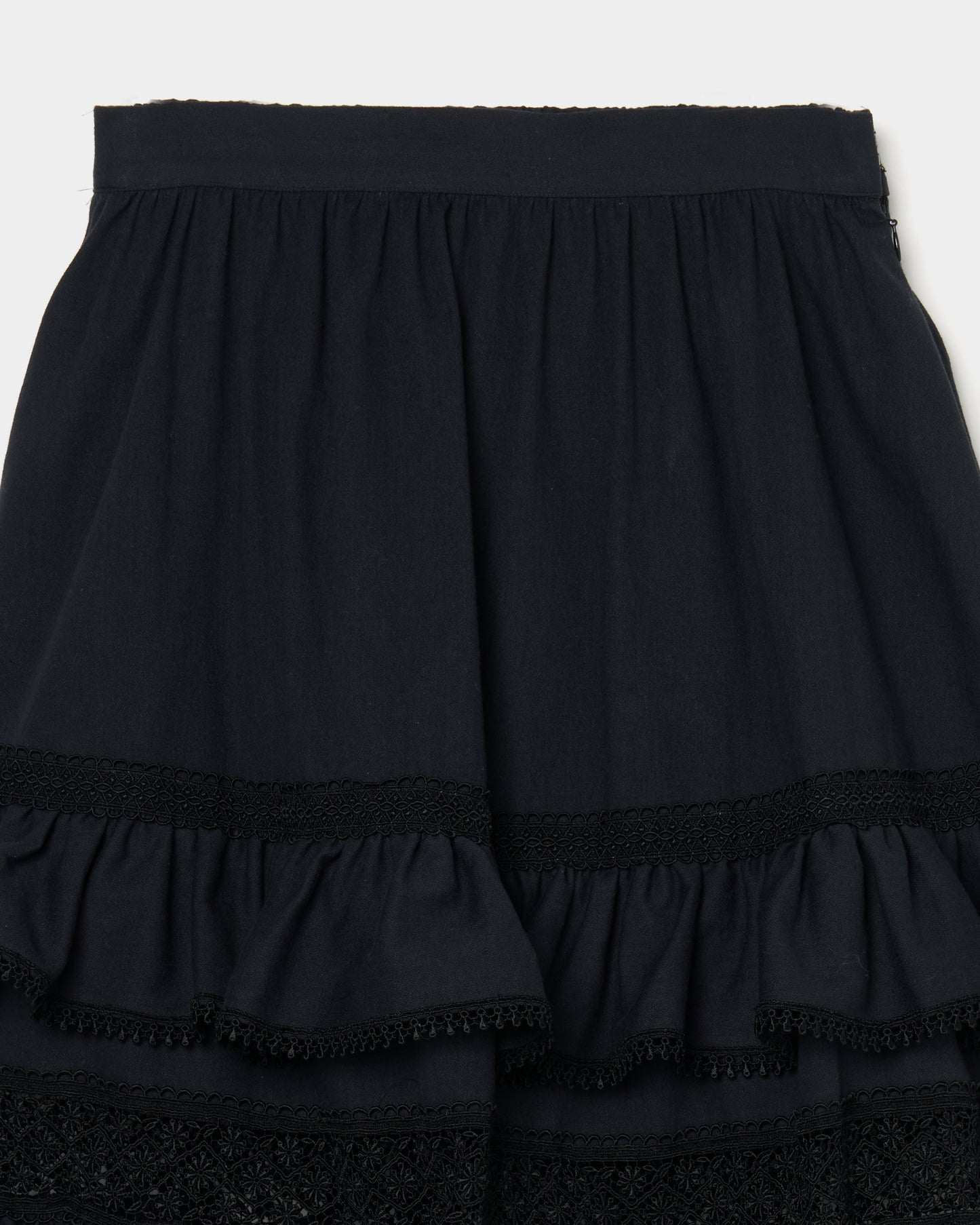 tiered lace frill skirt Black【Delivery in February 2026】