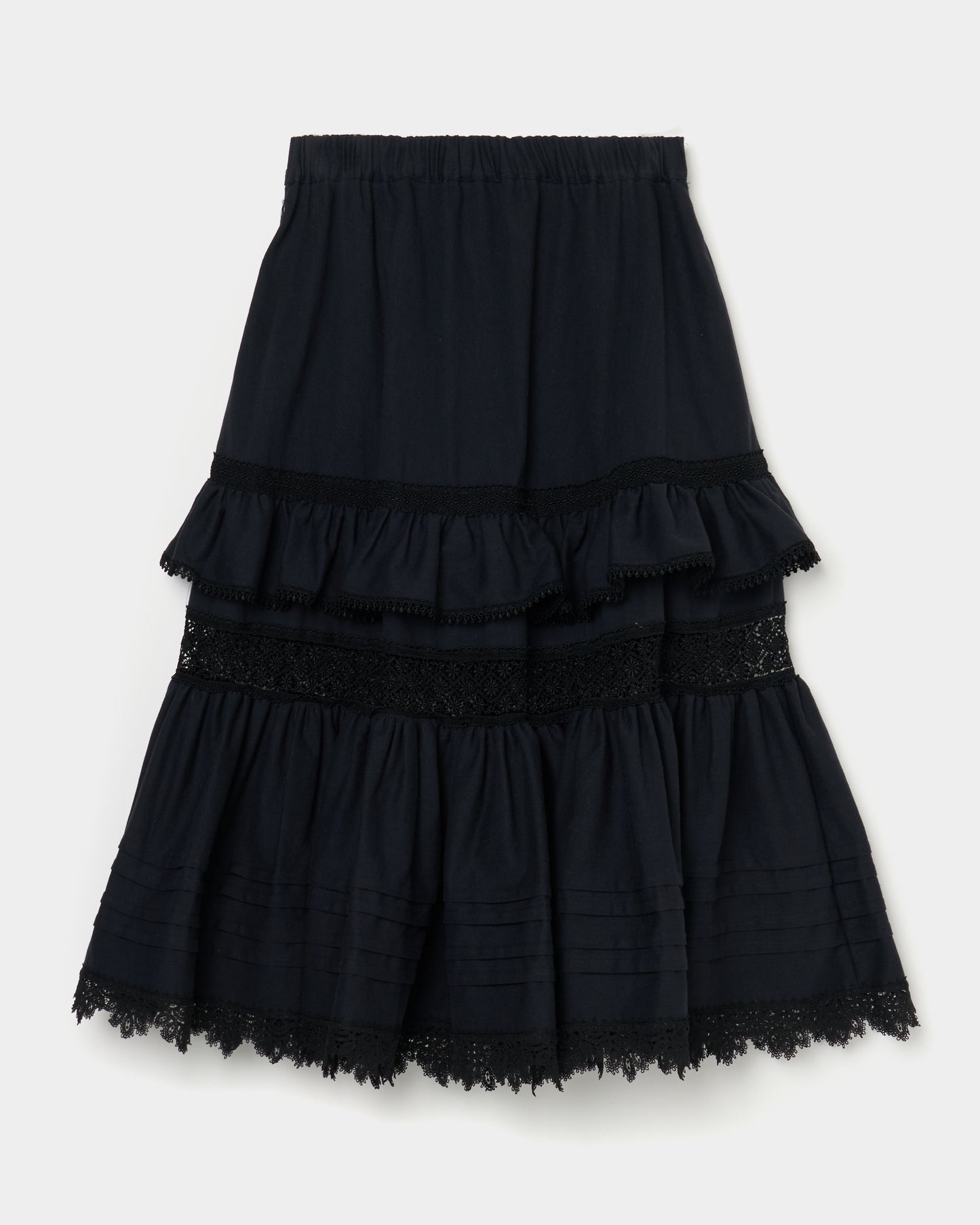 tiered lace frill skirt Black【Delivery in February 2026】