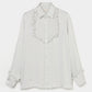 pin tuck frilled shirt Smoke green【Delivery in January 2026】