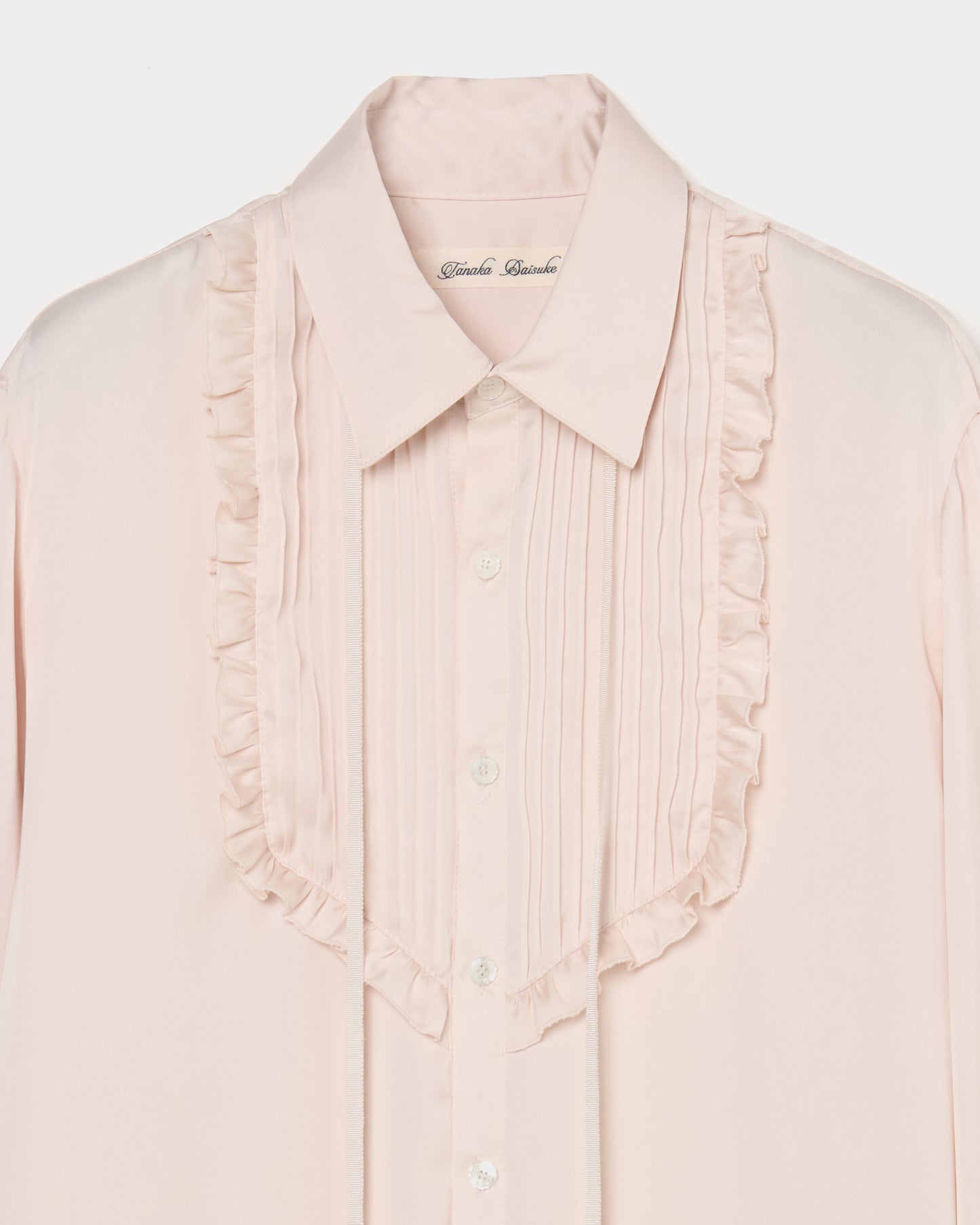 pin tuck frilled shirt Shell pink【Delivery in January 2026】