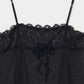 lazy ribbon sheer camisole Black【Delivery in February 2026】