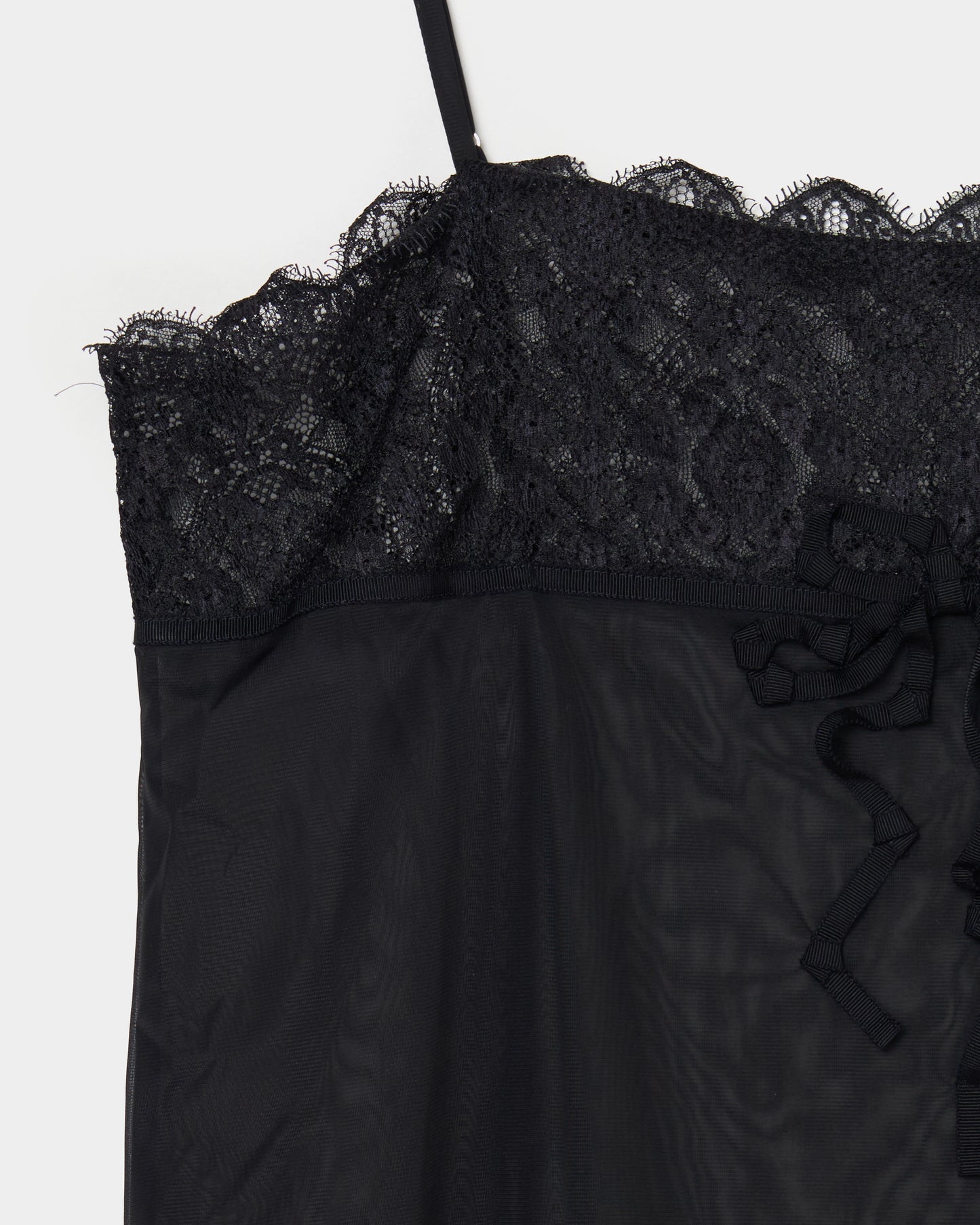 lazy ribbon sheer camisole Black【Delivery in February 2026】