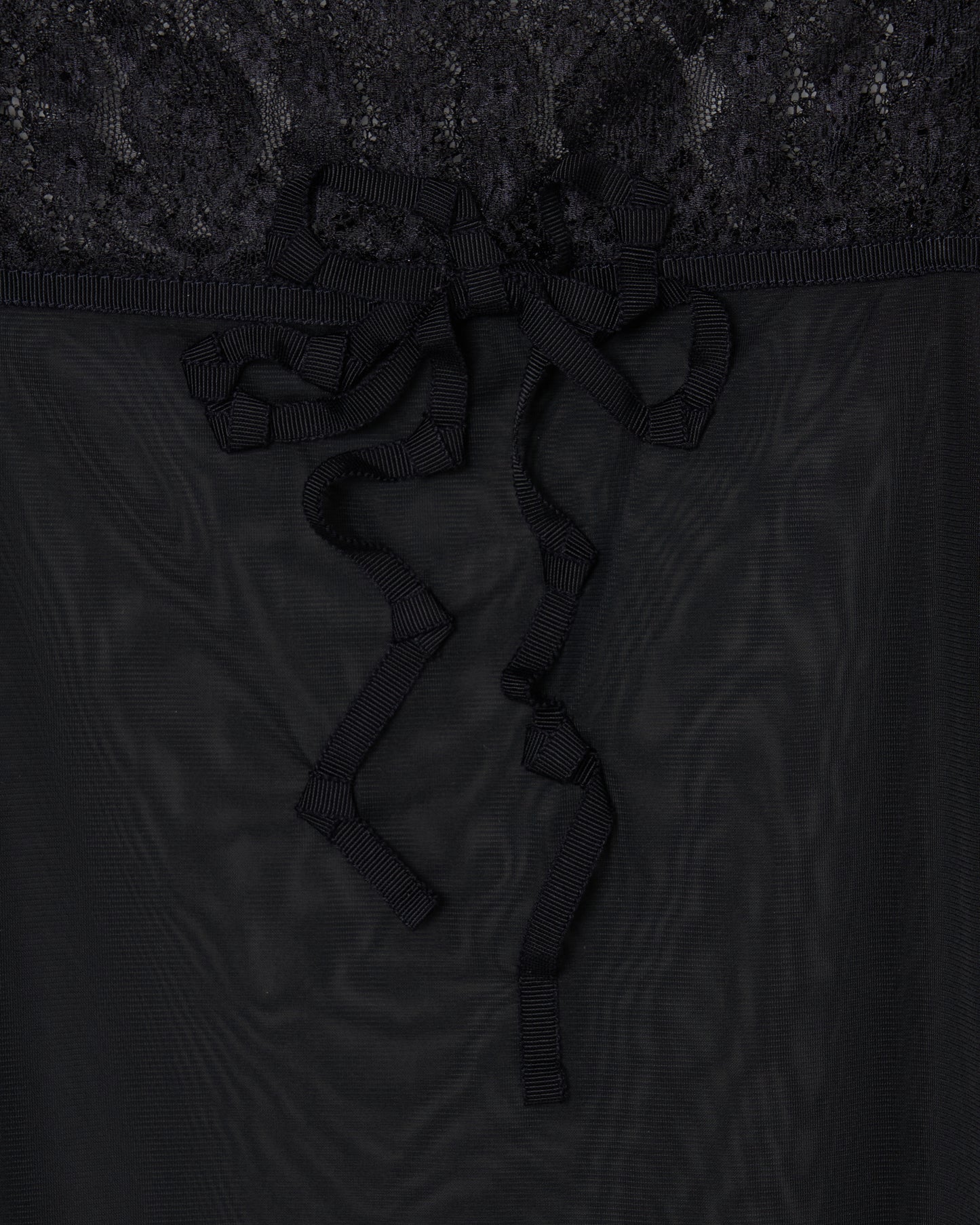 lazy ribbon sheer camisole Black【Delivery in February 2026】
