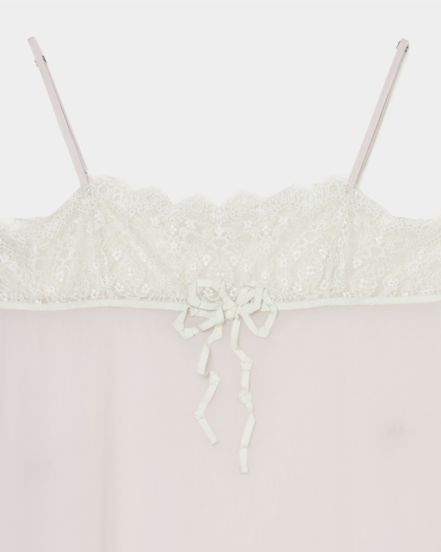 lazy ribbon sheer camisole Smoke green【Delivery in February 2026】