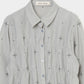 cross embroidery shirring shirt Ash gray【Delivery in February 2026】