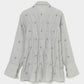 cross embroidery shirring shirt Ash gray【Delivery in February 2026】