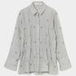 cross embroidery shirring shirt Ash gray【Delivery in February 2026】