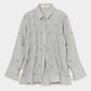 cross embroidery shirring shirt Ash gray【Delivery in February 2026】