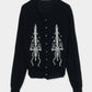 ribbon knight bijou embroidery cardigan Black【Delivery in February 2026】