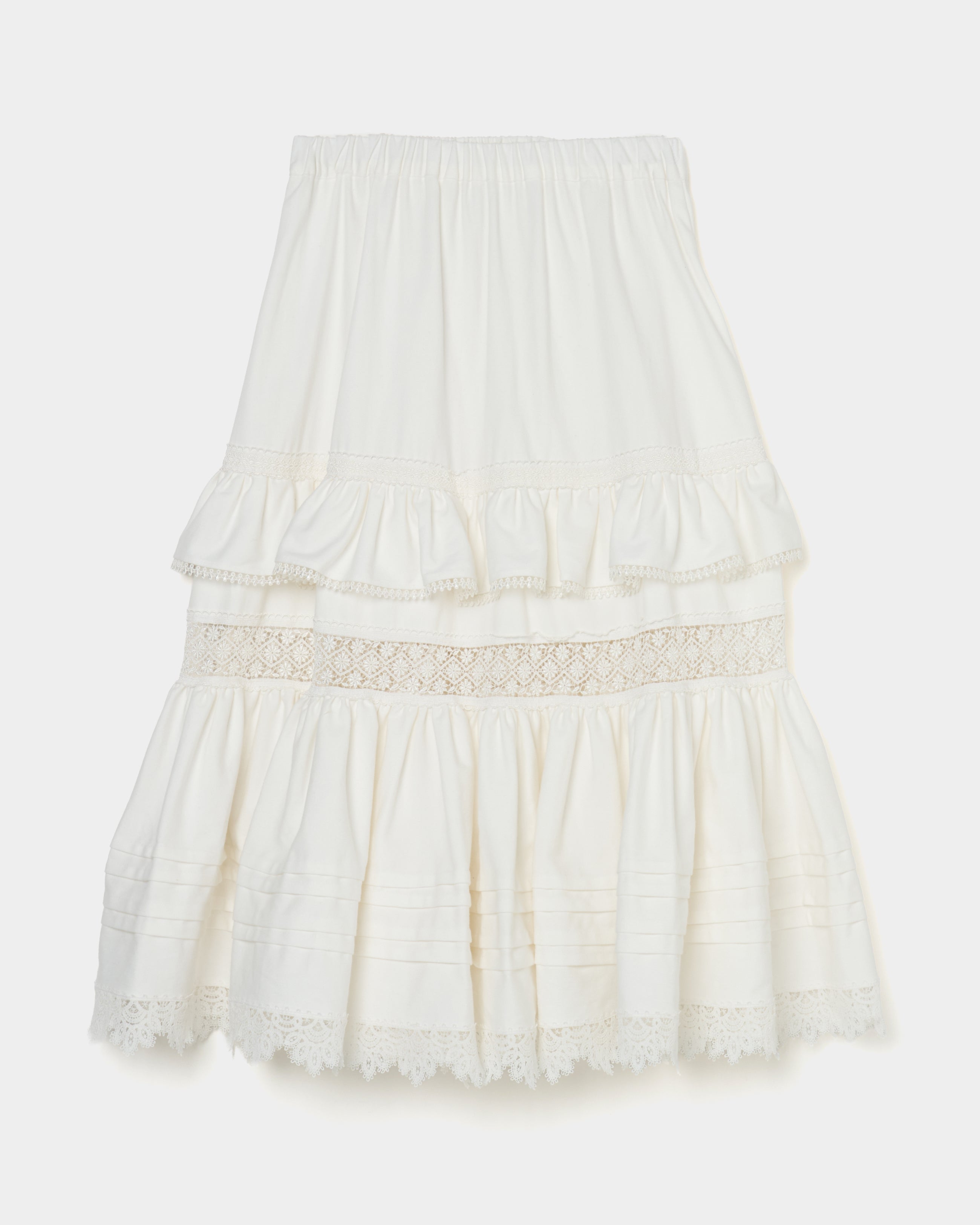 TIERED LACE SKIRT 新品未使用 tiered lace frill skirt White【stock】 – tanakadaisuke