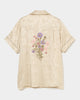 Wild bloom beads embroidery open collar shirt Champagne beige【stock】