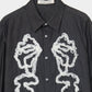 ribbon tulle embroidery shirt Black【Delivery in January 2026】