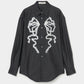 ribbon tulle embroidery shirt Black【Delivery in January 2026】
