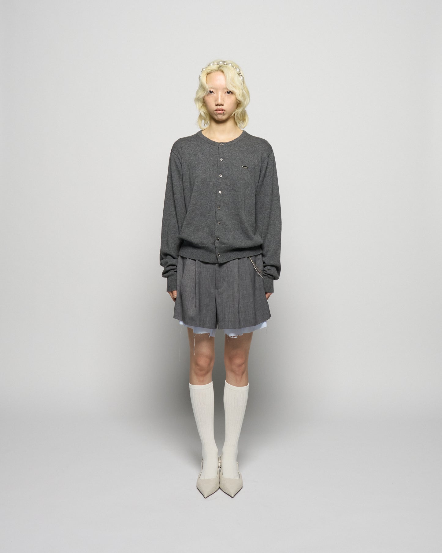 wild bloom beads embroidery cardigan Heather gray【Delivery in February 2026】