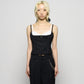 seam frayed bustier tops Black【Delivery in February 2026】