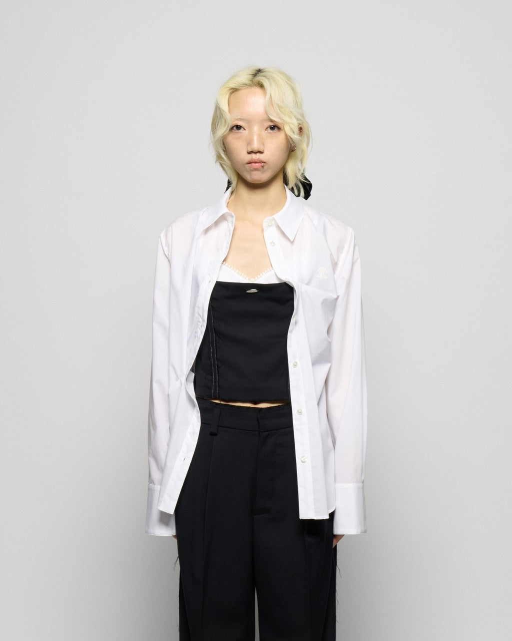 seam frayed bustier tops Black【Delivery in February 2026】