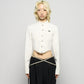 back curtain cropped blouse Off white【Delivery in January 2026】