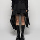 asymmetry hem layered skirt Black【Delivery in February 2026】