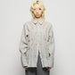 cross embroidery shirring shirt Ash gray【Delivery in February 2026】