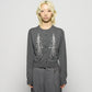ribbon knight bijou embroidery cardigan Heather gray【Delivery in February 2026】