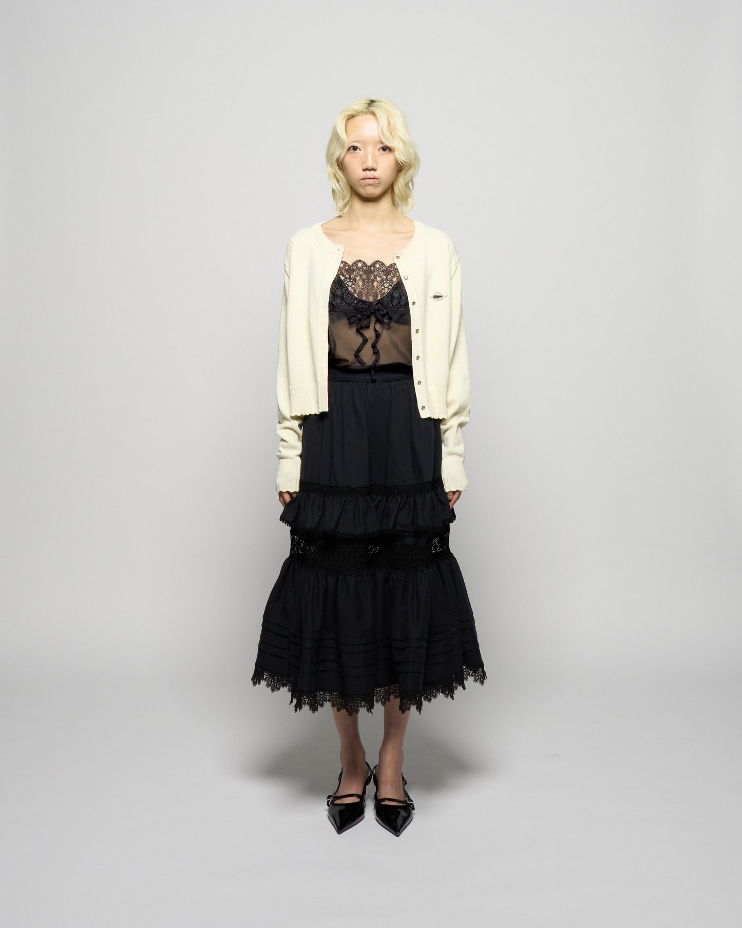 cupid in HEAVEN crochet knit cardigan Ivory【stock】