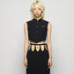 back lace curtain no sleeve blouse Black【Delivery in January 2026】