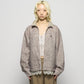 fuzzy lace drawstring blouson Khaki【Delivery in January 2026】