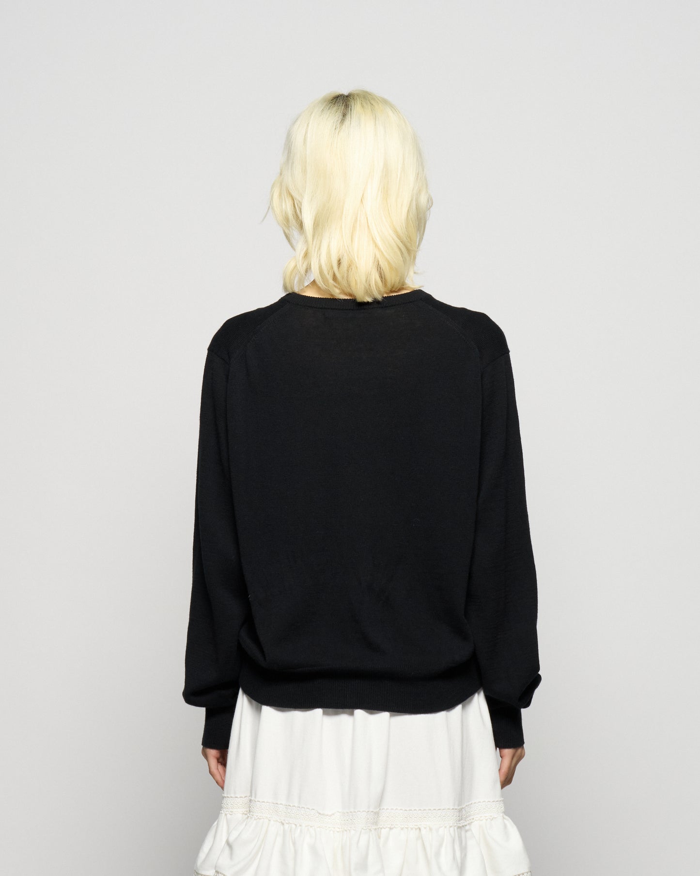 ribbon knight bijou embroidery cardigan Black【Delivery in February 2026】