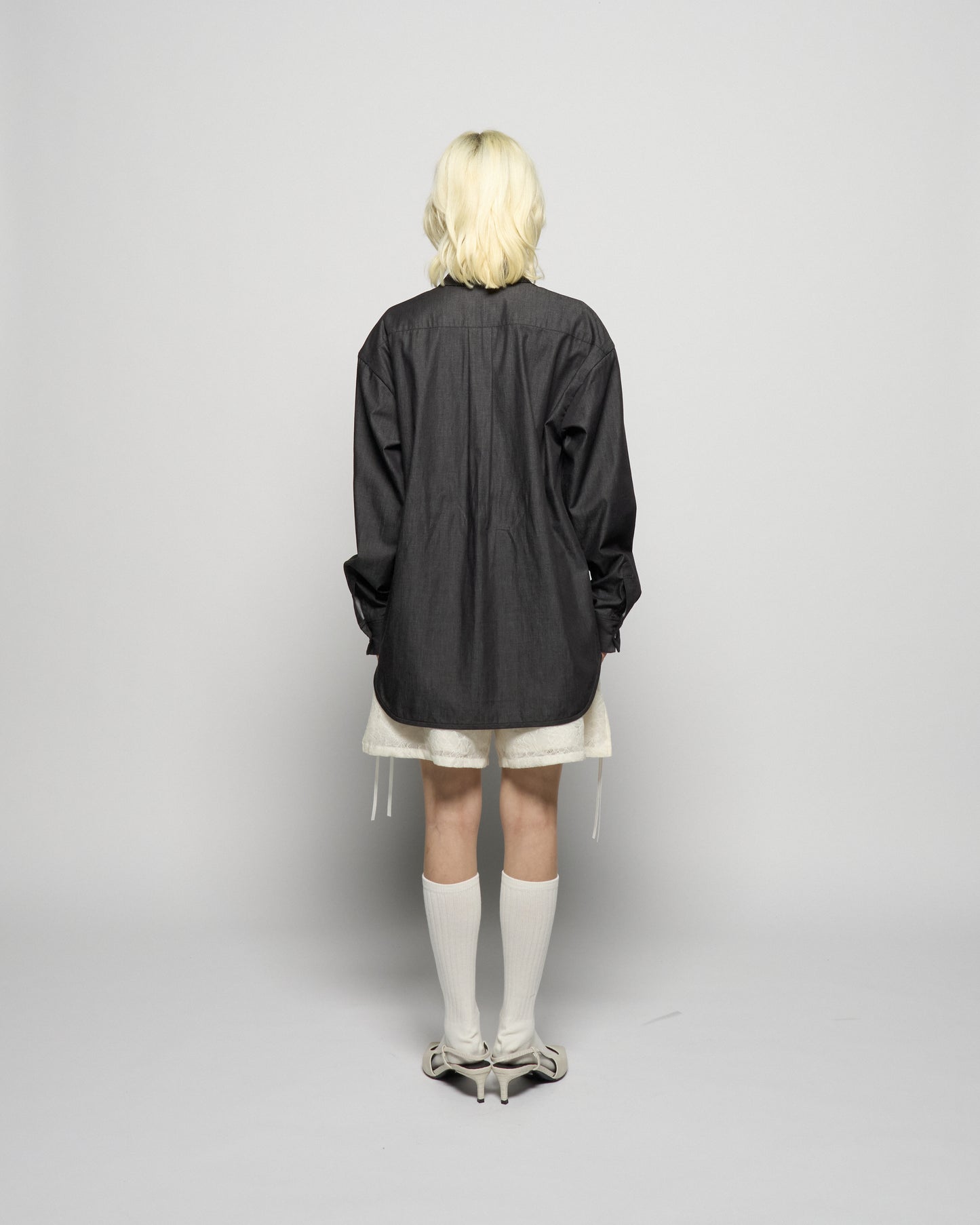 ribbon tulle embroidery shirt Black【Delivery in January 2026】