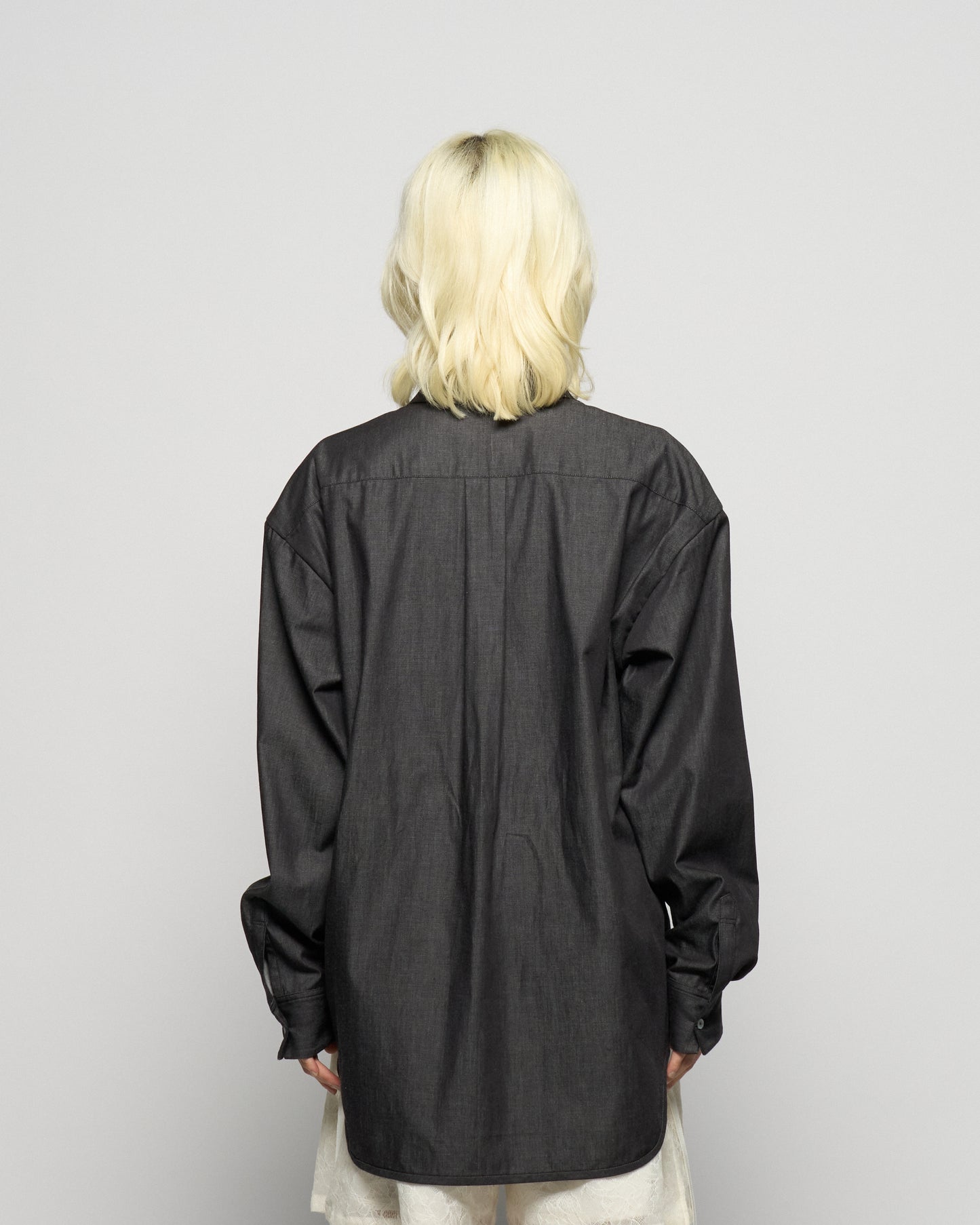 ribbon tulle embroidery shirt Black【Delivery in January 2026】