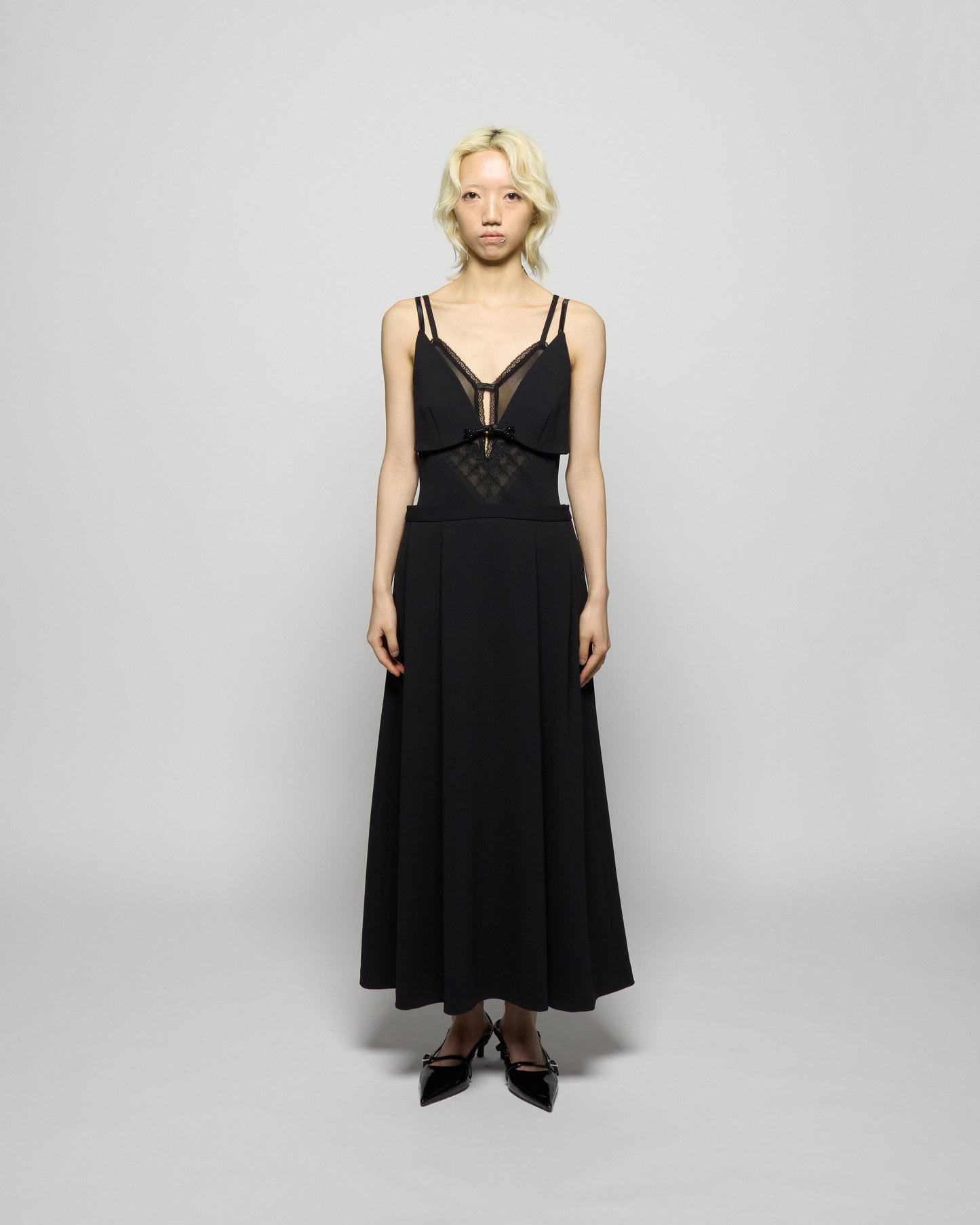 layered bra jersey cami one-piece Black【Delivery in February 2026】