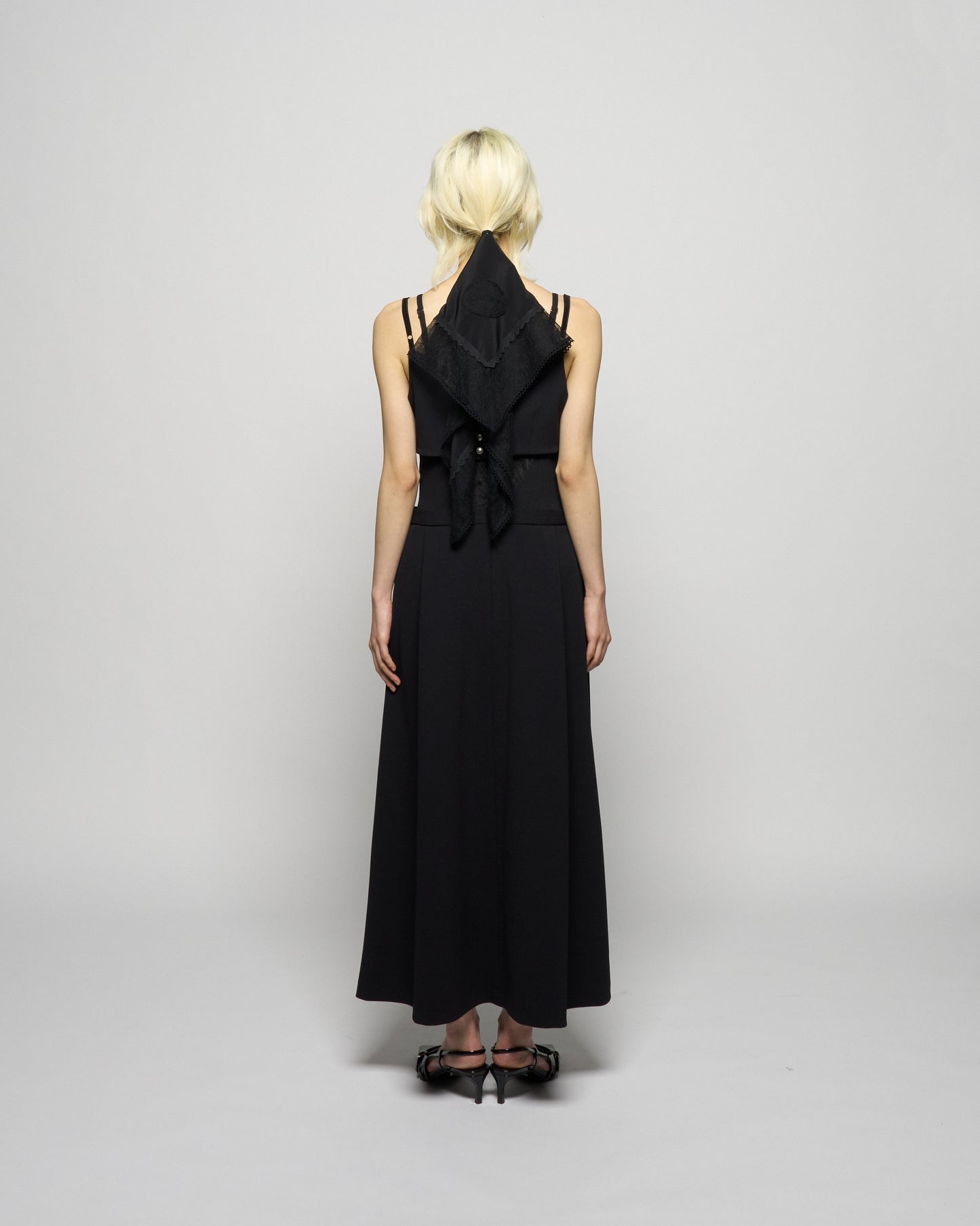 flower lace frame scarf Black【Delivery in January 2026】