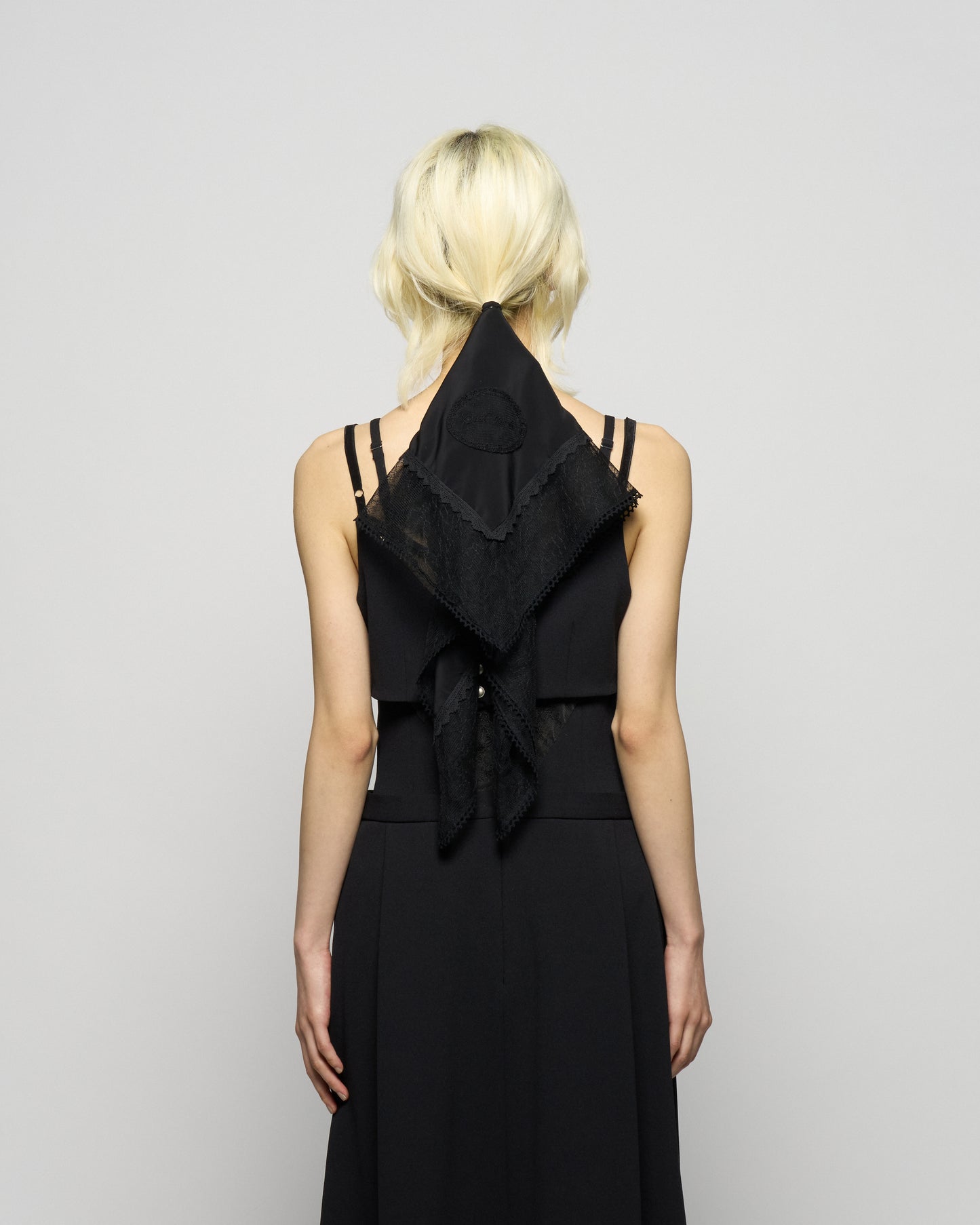 flower lace frame scarf Black【Delivery in January 2026】