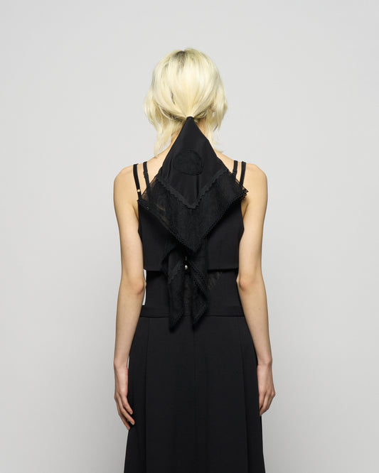 flower lace frame scarf Black【Delivery in January 2026】