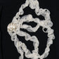 Ribbon tulle pearl embroidery cardigan Black【Delivery in February 2026】