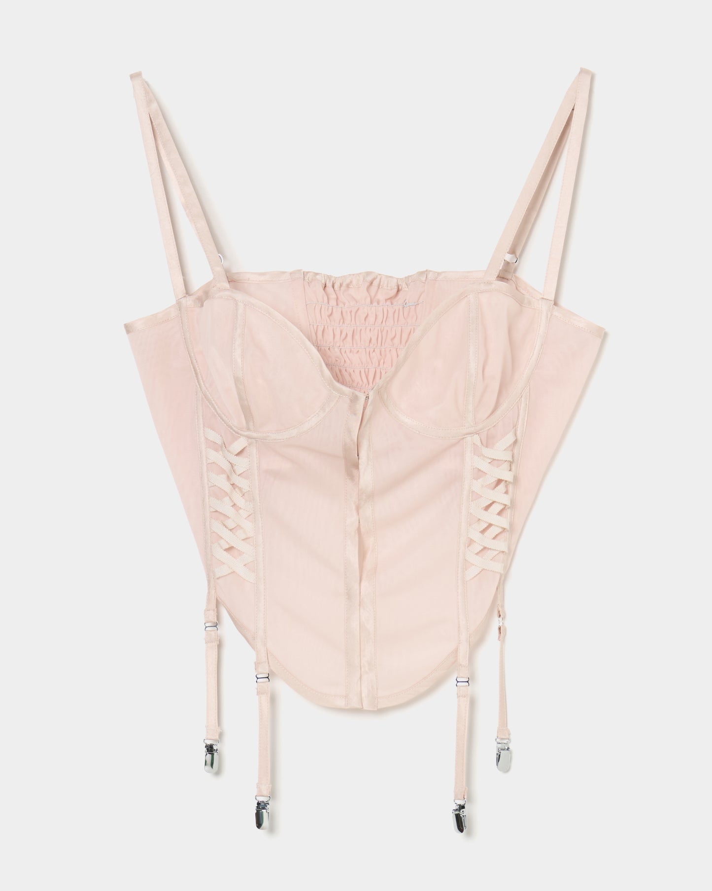 lace up garter sheer corset Shell pink【Delivery in February 2026】